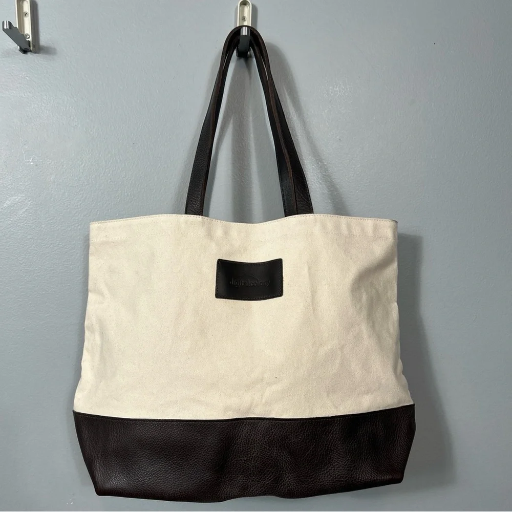 Warden Brooks New York Large Canvas Tote With Leather Handle Made in USA